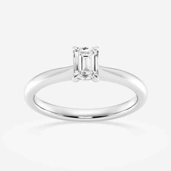 1/2 ctw Emerald Lab Grown Diamond Petite Solitaire Engagement Ring - Picture 1 of 6